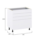 Hugo&Borg Lasalle 33-in W x 34.5-in H x 24-in D Bright White Slab 4-Drawer Base Fully Assembled Cabinet (Flat Panel Style)