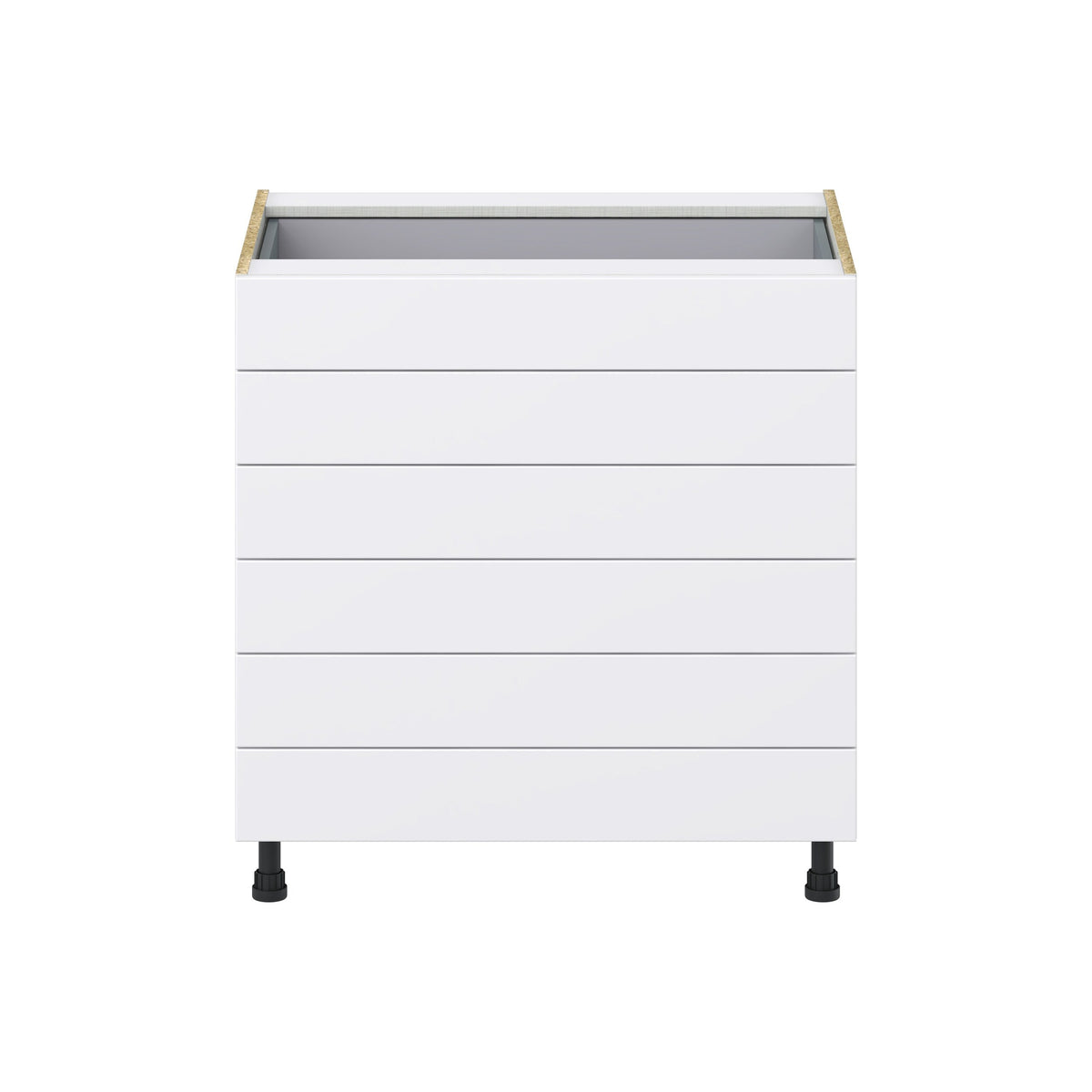 Hugo&Borg Lasalle 33-in W x 34.5-in H x 24-in D Bright White Slab 6-Drawer Base Fully Assembled Cabinet (Flat Panel Style)