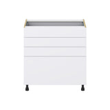 Hugo&Borg Lasalle 33-in W x 34.5-in H x 24-in D Bright White Slab 4-Drawer Base Fully Assembled Cabinet (Flat Panel Style)