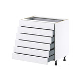 Hugo&Borg Lasalle 33-in W x 34.5-in H x 24-in D Bright White Slab 6-Drawer Base Fully Assembled Cabinet (Flat Panel Style)