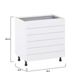 Hugo&Borg Lasalle 33-in W x 34.5-in H x 24-in D Bright White Slab 6-Drawer Base Fully Assembled Cabinet (Flat Panel Style)