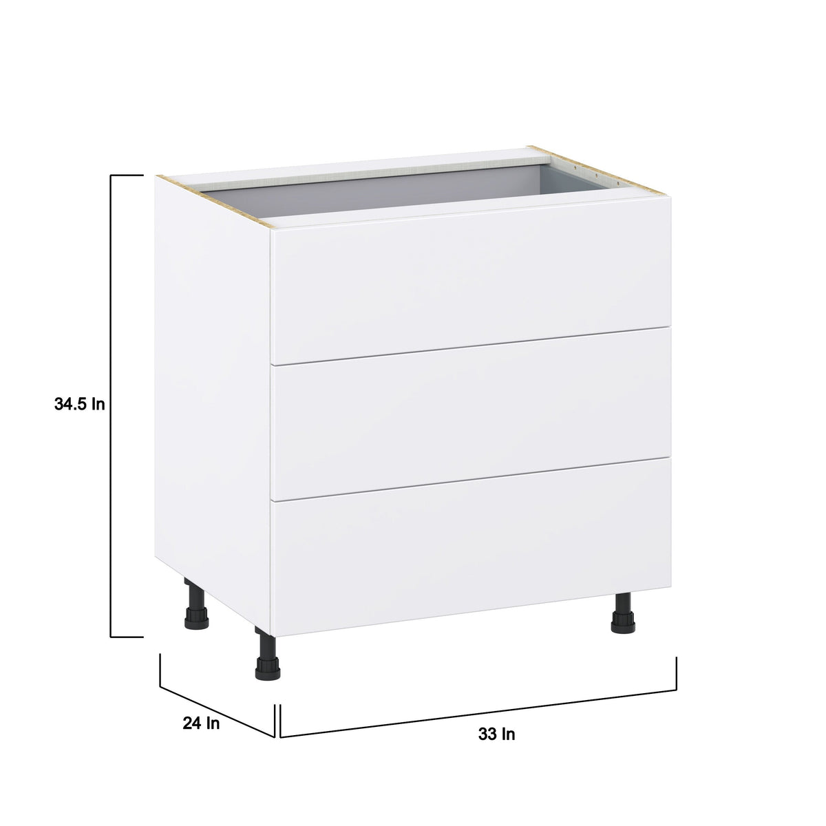 Hugo&Borg Lasalle 33-in W x 34.5-in H x 24-in D Bright White Slab 4-Drawer Base Fully Assembled Cabinet (Flat Panel Style)