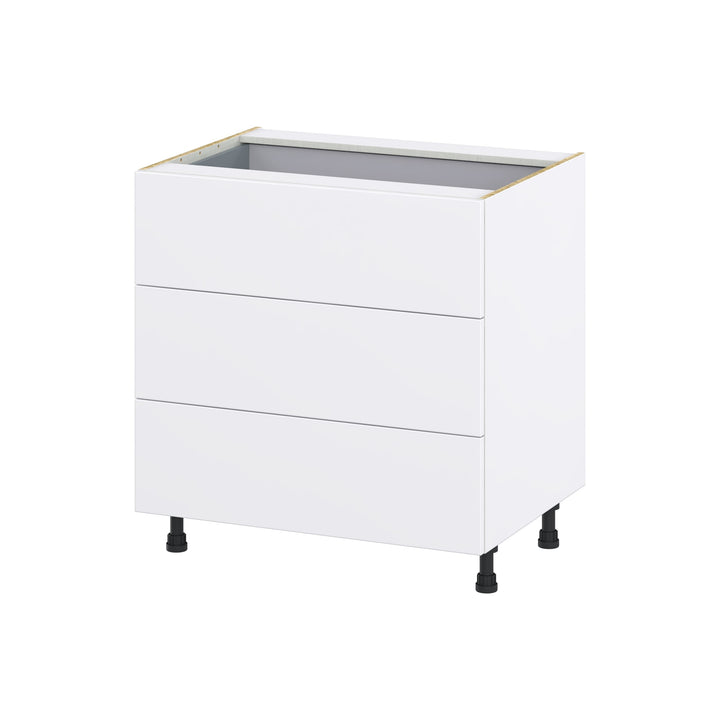 Hugo&Borg Lasalle 33-in W x 34.5-in H x 24-in D Bright White Slab 4-Drawer Base Fully Assembled Cabinet (Flat Panel Style)