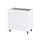 Hugo&Borg Lasalle 33-in W x 34.5-in H x 24-in D Bright White Slab Sink Base Fully Assembled Cabinet (Flat Panel Slab Style)