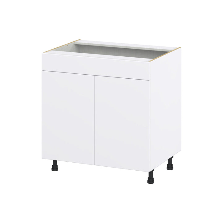 Hugo&Borg Lasalle 33-in W x 34.5-in H x 24-in D Bright White Slab Sink Base Fully Assembled Cabinet (Flat Panel Slab Style)
