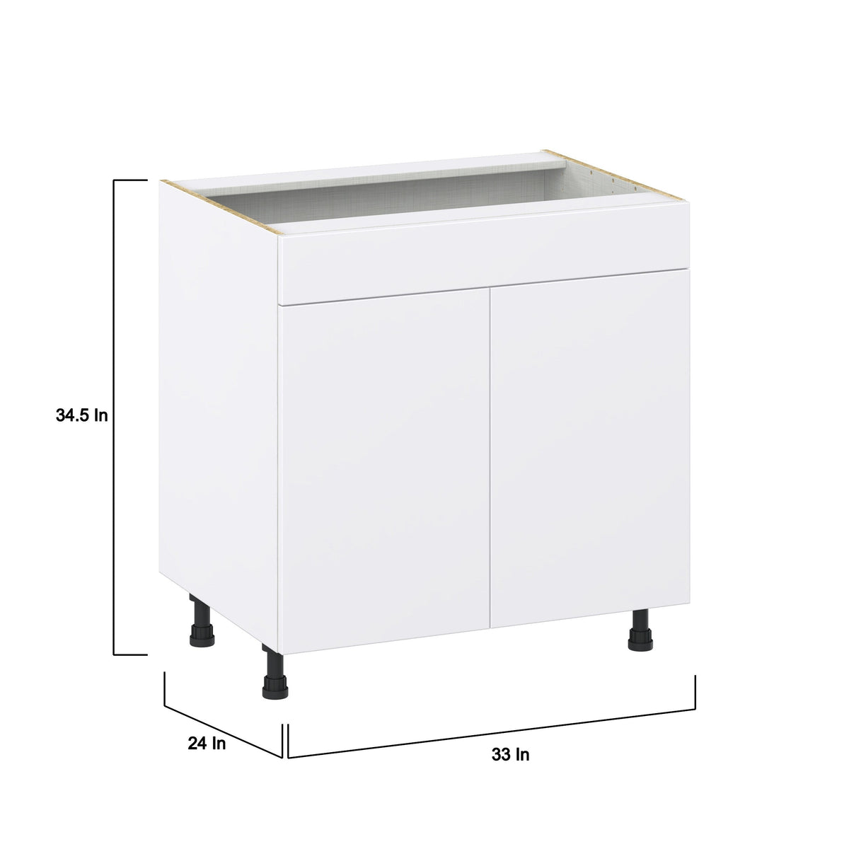 Hugo&Borg Lasalle 33-in W x 34.5-in H x 24-in D Bright White Slab Sink Base Fully Assembled Cabinet (Flat Panel Slab Style)