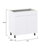 Hugo&Borg Lasalle 33-in W x 34.5-in H x 24-in D Bright White Slab Sink Base Fully Assembled Cabinet (Flat Panel Slab Style)