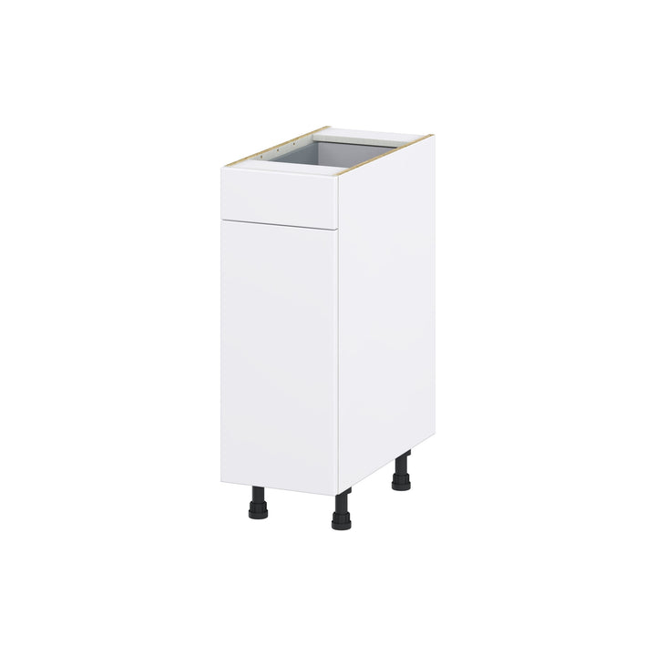 Hugo&Borg Lasalle 12-in W x 34.5-in H x 24-in D Bright White Slab 1-Drawer Base Fully Assembled Cabinet (Flat Panel Slab Style)
