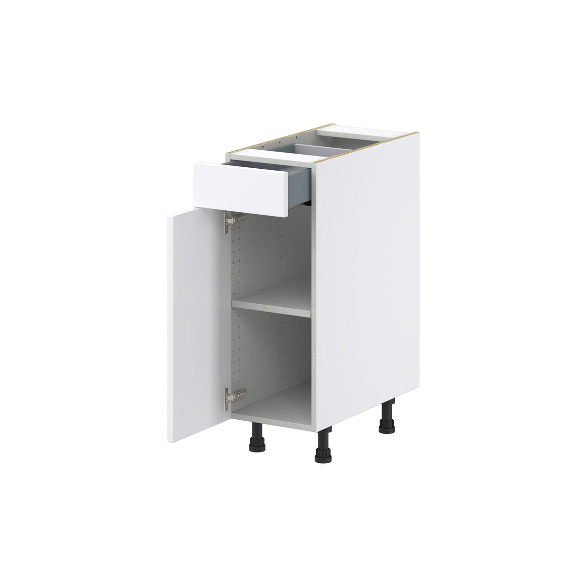 Hugo&Borg Lasalle 12-in W x 34.5-in H x 24-in D Bright White Slab 1-Drawer Base Fully Assembled Cabinet (Flat Panel Slab Style)