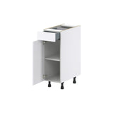 Hugo&Borg Lasalle 12-in W x 34.5-in H x 24-in D Bright White Slab 1-Drawer Base Fully Assembled Cabinet (Flat Panel Slab Style)