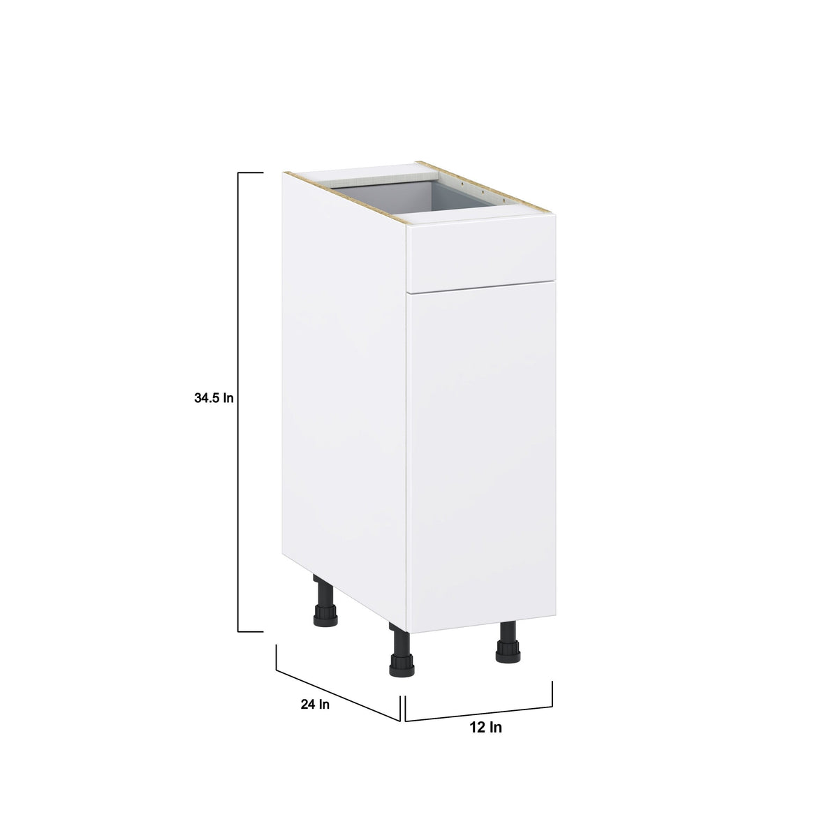 Hugo&Borg Lasalle 12-in W x 34.5-in H x 24-in D Bright White Slab 1-Drawer Base Fully Assembled Cabinet (Flat Panel Slab Style)