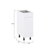 Hugo&Borg Lasalle 12-in W x 34.5-in H x 24-in D Bright White Slab 1-Drawer Base Fully Assembled Cabinet (Flat Panel Slab Style)