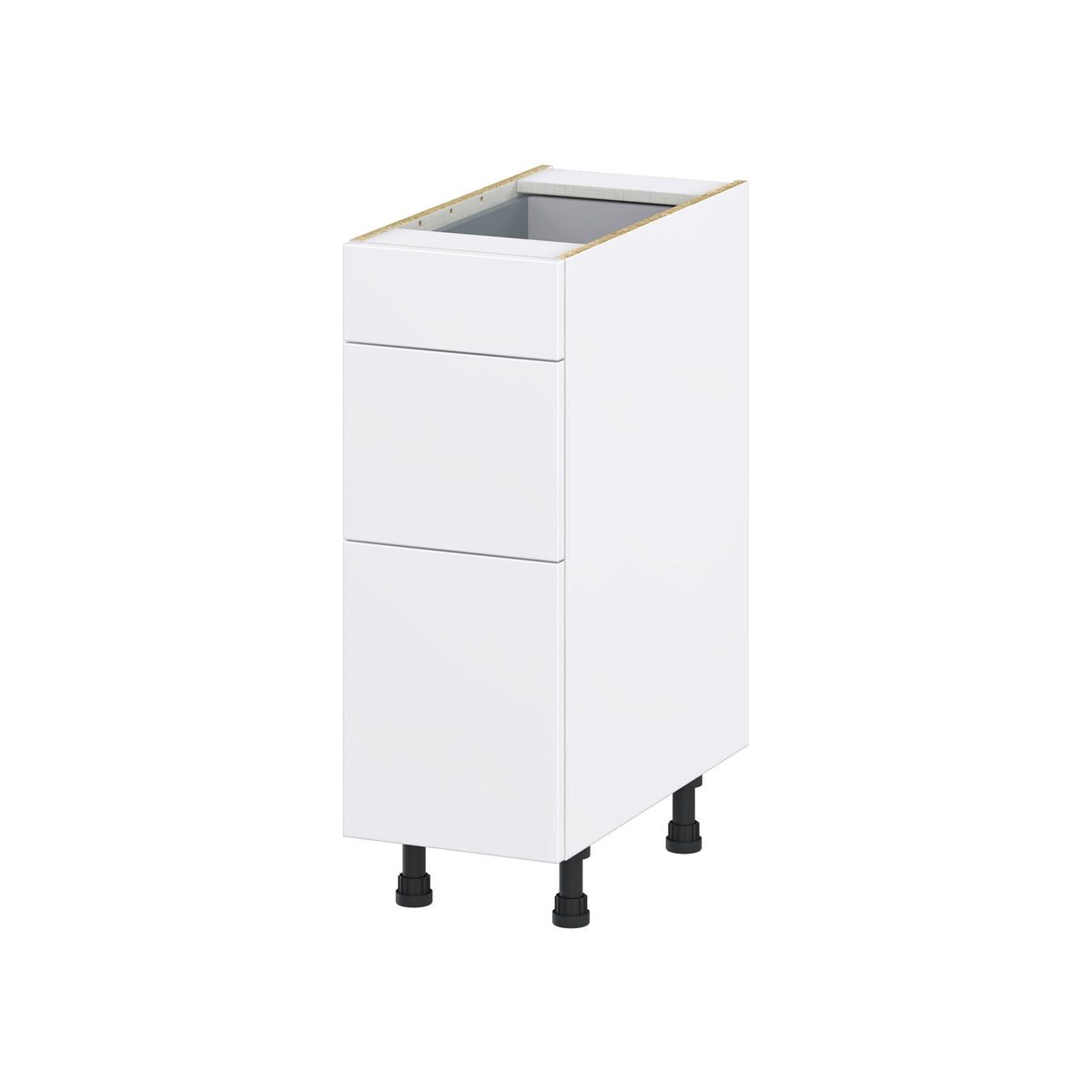 Hugo&Borg Lasalle 12-in W x 34.5-in H x 24-in D Bright White Slab 3-Drawer Base Fully Assembled Cabinet (Flat Panel Style)