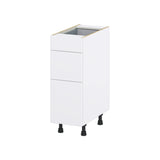 Hugo&Borg Lasalle 12-in W x 34.5-in H x 24-in D Bright White Slab 3-Drawer Base Fully Assembled Cabinet (Flat Panel Style)