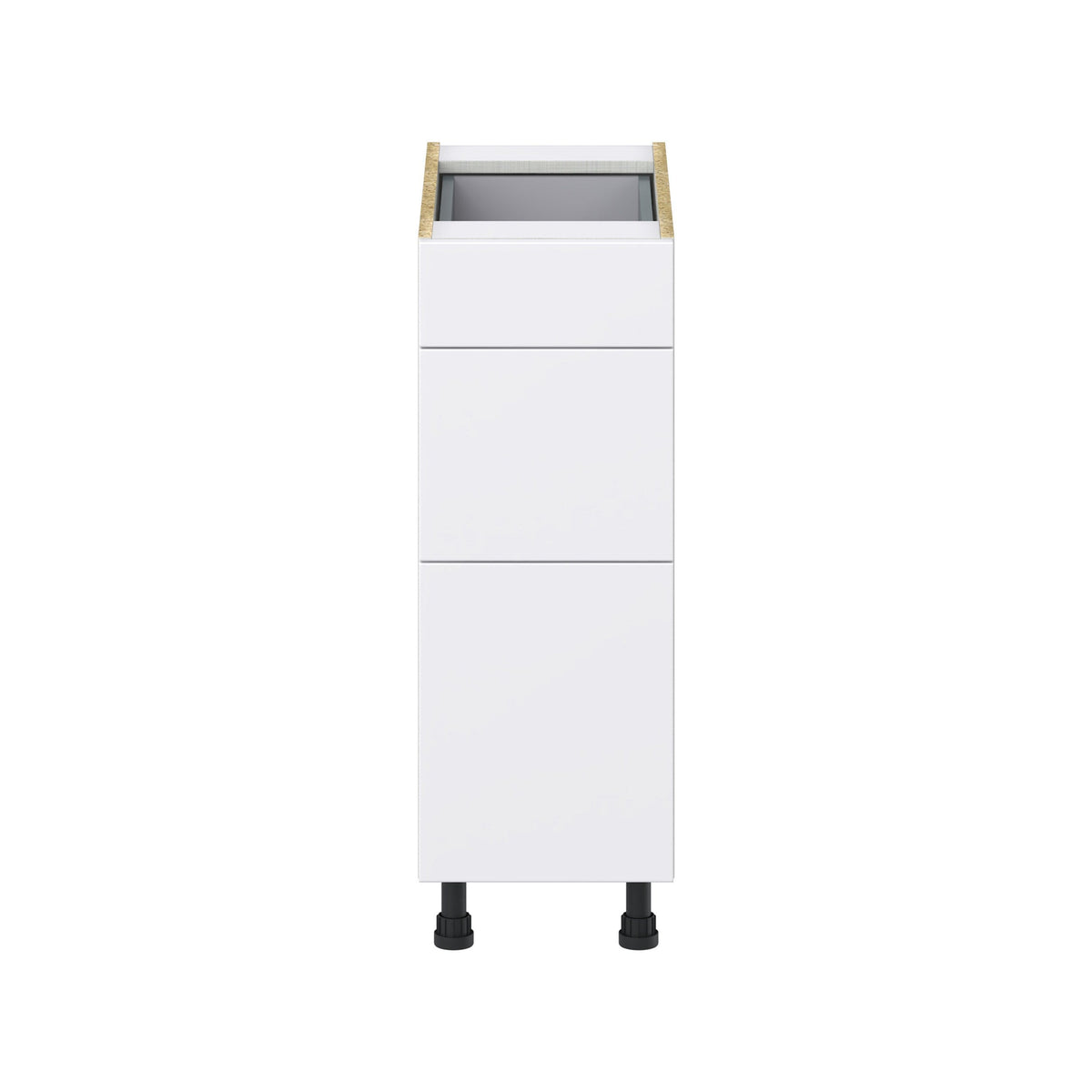 Hugo&Borg Lasalle 12-in W x 34.5-in H x 24-in D Bright White Slab 3-Drawer Base Fully Assembled Cabinet (Flat Panel Style)
