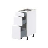 Hugo&Borg Lasalle 12-in W x 34.5-in H x 24-in D Bright White Slab 3-Drawer Base Fully Assembled Cabinet (Flat Panel Style)