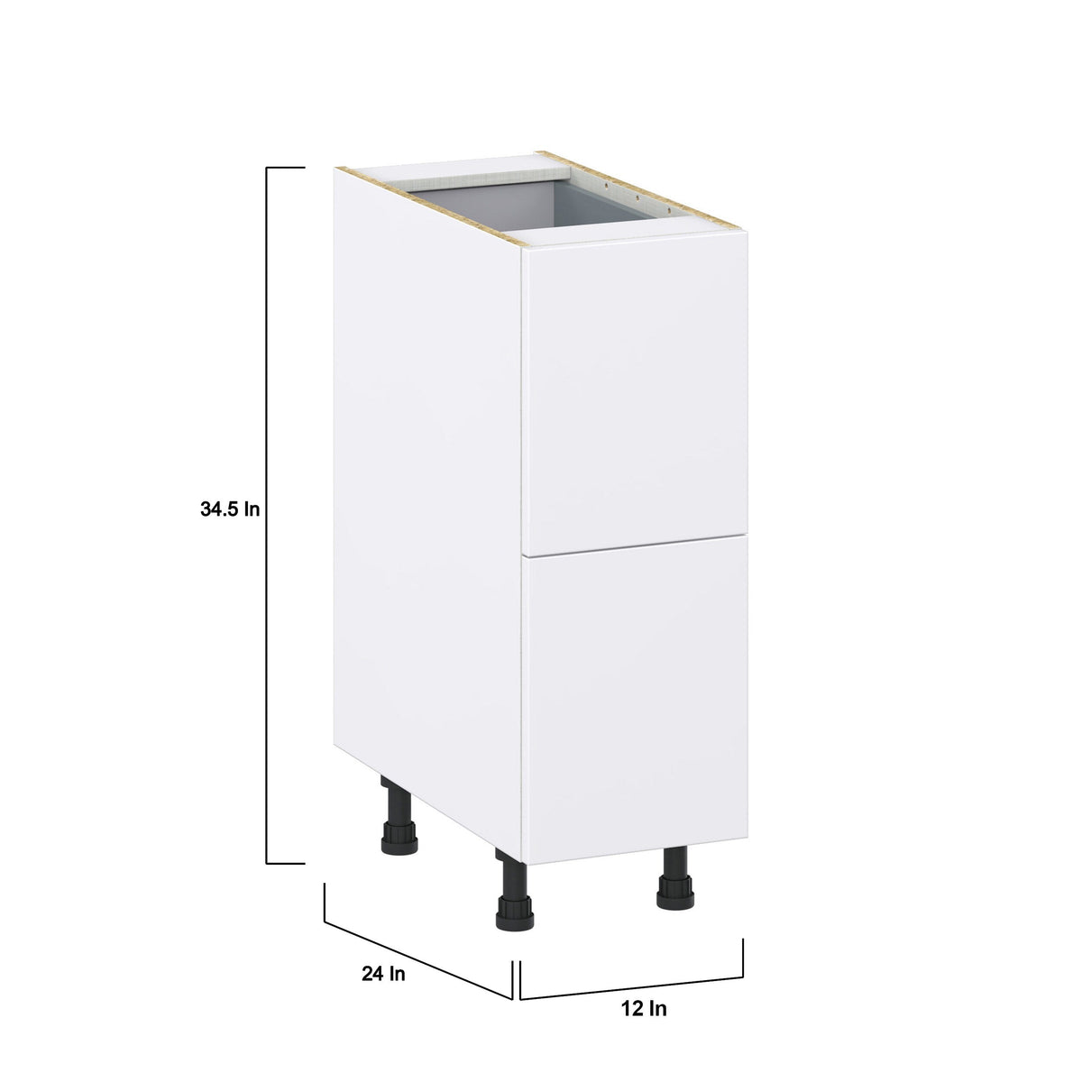 Hugo&Borg Lasalle 12-in W x 34.5-in H x 24-in D Bright White Slab 3-Drawer Base Fully Assembled Cabinet (Flat Panel Style)