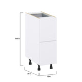 Hugo&Borg Lasalle 12-in W x 34.5-in H x 24-in D Bright White Slab 3-Drawer Base Fully Assembled Cabinet (Flat Panel Style)