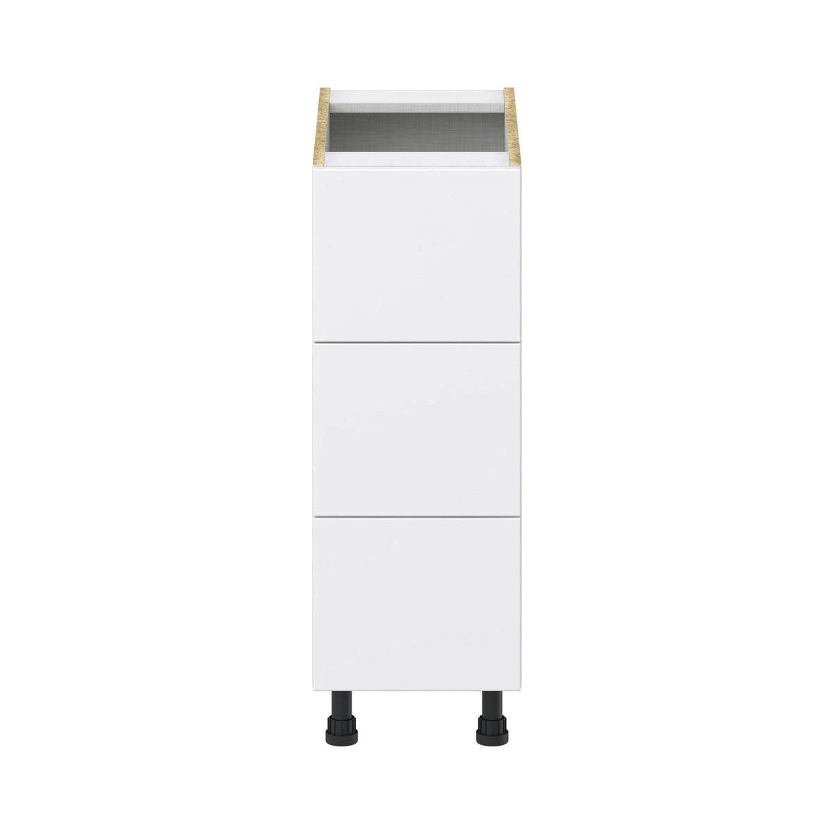 Hugo&Borg Lasalle 12-in W x 34.5-in H x 24-in D Bright White Slab 3-Drawer Base Fully Assembled Cabinet (Flat Panel Style)
