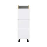 Hugo&Borg Lasalle 12-in W x 34.5-in H x 24-in D Bright White Slab 3-Drawer Base Fully Assembled Cabinet (Flat Panel Style)