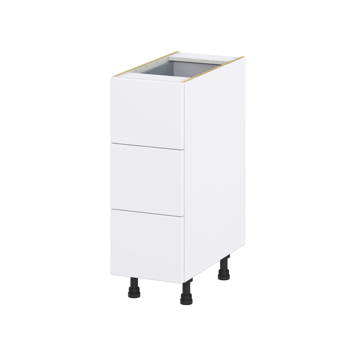 Hugo&Borg Lasalle 12-in W x 34.5-in H x 24-in D Bright White Slab 4-Drawer Base Fully Assembled Cabinet (Flat Panel Style)