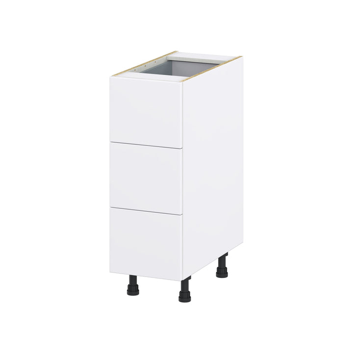 Hugo&Borg Lasalle 12-in W x 34.5-in H x 24-in D Bright White Slab 4-Drawer Base Fully Assembled Cabinet (Flat Panel Style)