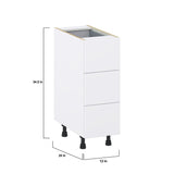 Hugo&Borg Lasalle 12-in W x 34.5-in H x 24-in D Bright White Slab 4-Drawer Base Fully Assembled Cabinet (Flat Panel Style)