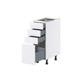 Hugo&Borg Lasalle 12-in W x 34.5-in H x 24-in D Bright White Slab 4-Drawer Base Fully Assembled Cabinet (Flat Panel Style)