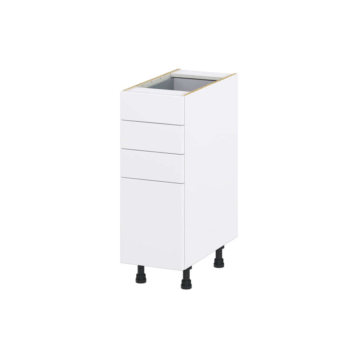 Hugo&Borg Lasalle 12-in W x 34.5-in H x 24-in D Bright White Slab 4-Drawer Base Fully Assembled Cabinet (Flat Panel Style)