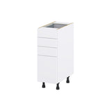 Hugo&Borg Lasalle 12-in W x 34.5-in H x 24-in D Bright White Slab 4-Drawer Base Fully Assembled Cabinet (Flat Panel Style)