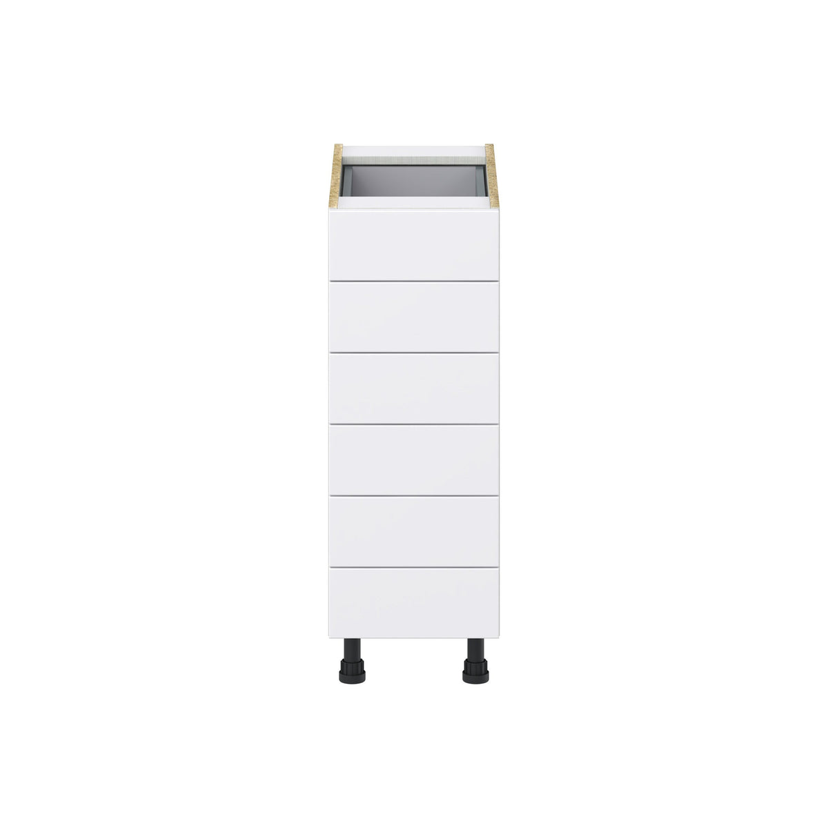 Hugo&Borg Lasalle 12-in W x 34.5-in H x 24-in D Bright White Slab 6-Drawer Base Fully Assembled Cabinet (Flat Panel Style)
