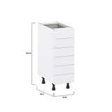 Hugo&Borg Lasalle 12-in W x 34.5-in H x 24-in D Bright White Slab 6-Drawer Base Fully Assembled Cabinet (Flat Panel Style)