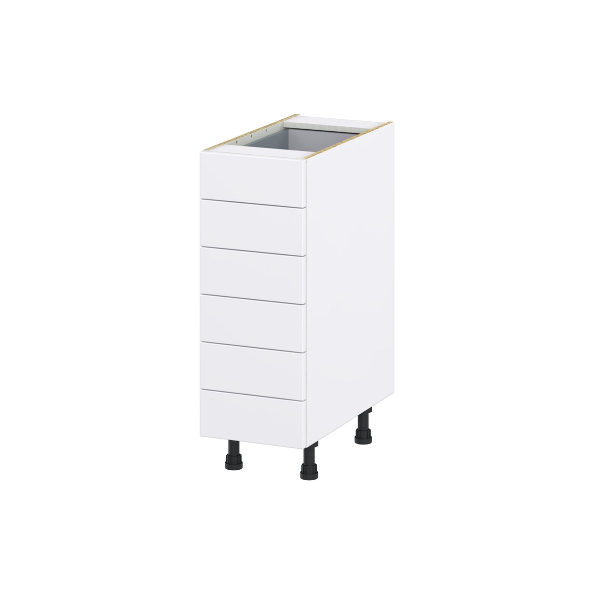 Hugo&Borg Lasalle 12-in W x 34.5-in H x 24-in D Bright White Slab 6-Drawer Base Fully Assembled Cabinet (Flat Panel Style)