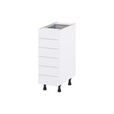 Hugo&Borg Lasalle 12-in W x 34.5-in H x 24-in D Bright White Slab 6-Drawer Base Fully Assembled Cabinet (Flat Panel Style)