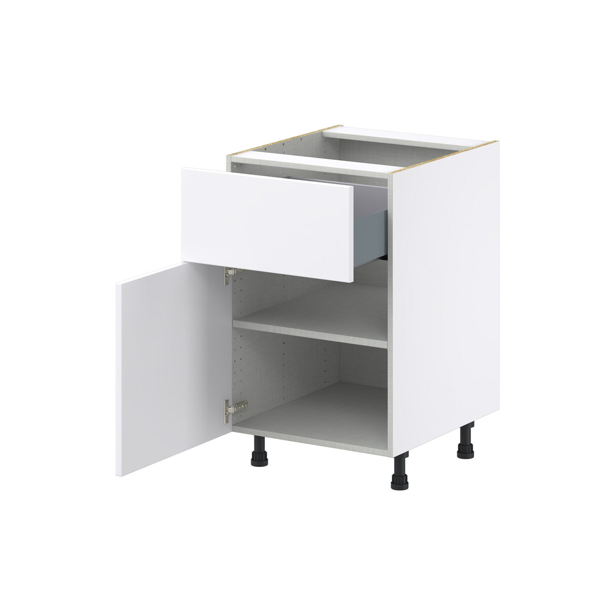 Hugo&Borg Lasalle 21-in W x 34.5-in H x 24-in D Bright White Slab 1-Drawer Base Fully Assembled Cabinet (Flat Panel Slab Style)