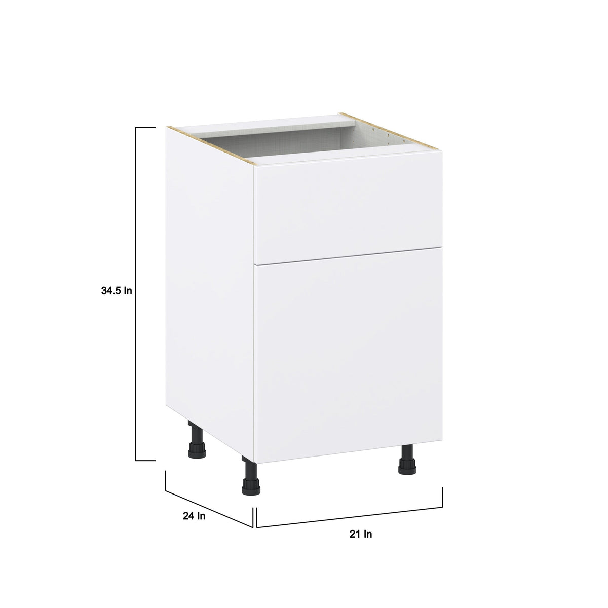 Hugo&Borg Lasalle 21-in W x 34.5-in H x 24-in D Bright White Slab 1-Drawer Base Fully Assembled Cabinet (Flat Panel Slab Style)