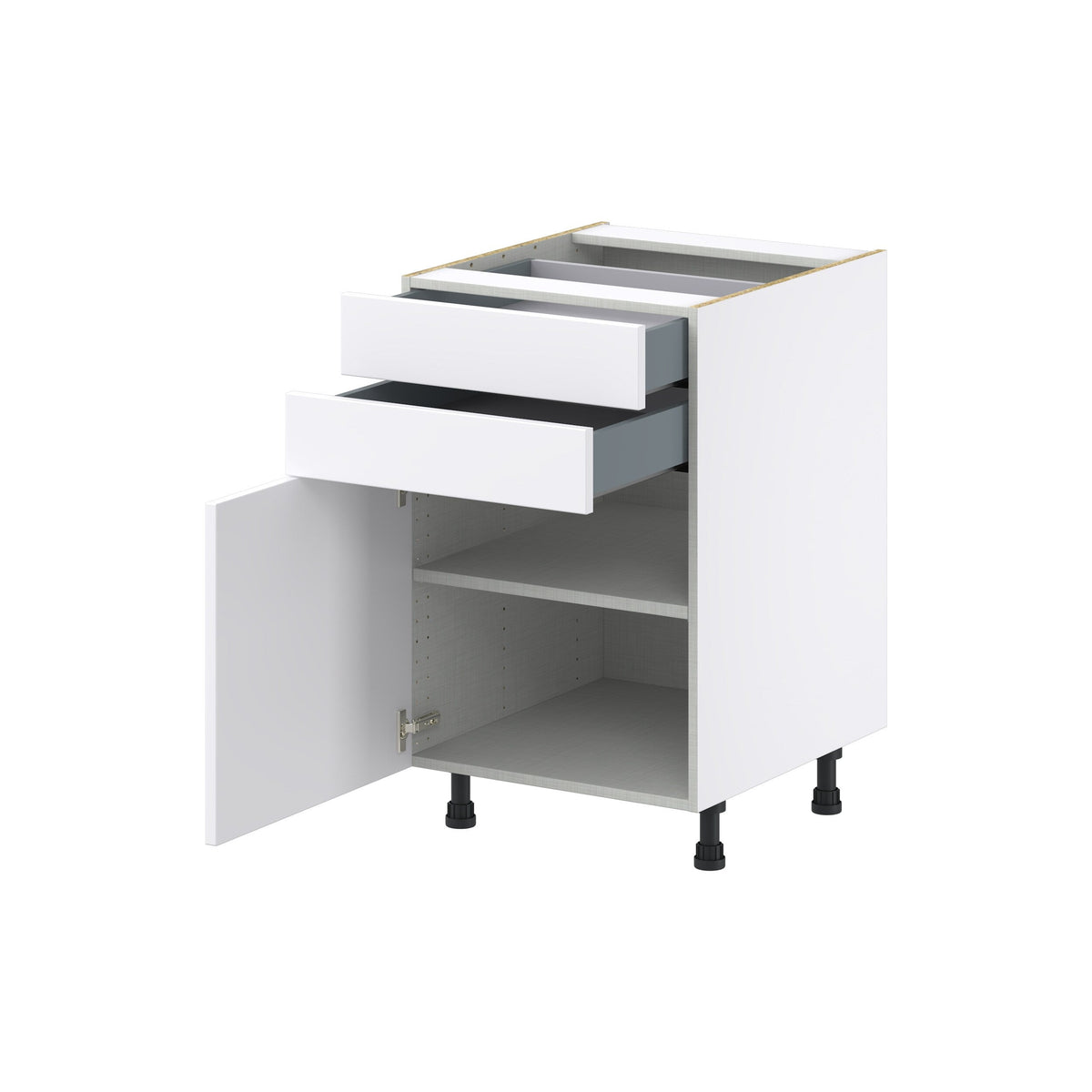 Hugo&Borg Lasalle 21-in W x 34.5-in H x 24-in D Bright White Slab 2-Drawers Base Fully Assembled Cabinet (Flat Panel Slab Style)