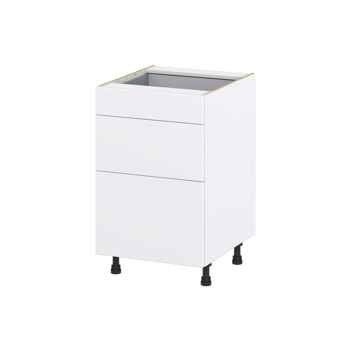 Hugo&Borg Lasalle 21-in W x 34.5-in H x 24-in D Bright White Slab 3-Drawer Base Fully Assembled Cabinet (Flat Panel Style)