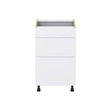 Hugo&Borg Lasalle 21-in W x 34.5-in H x 24-in D Bright White Slab 3-Drawer Base Fully Assembled Cabinet (Flat Panel Style)