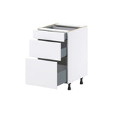 Hugo&Borg Lasalle 21-in W x 34.5-in H x 24-in D Bright White Slab 3-Drawer Base Fully Assembled Cabinet (Flat Panel Style)