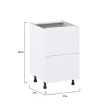 Hugo&Borg Lasalle 21-in W x 34.5-in H x 24-in D Bright White Slab 2-Drawer Base Fully Assembled Cabinet (Flat Panel Style)