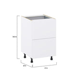 Hugo&Borg Lasalle 21-in W x 34.5-in H x 24-in D Bright White Slab 3-Drawer Base Fully Assembled Cabinet (Flat Panel Style)