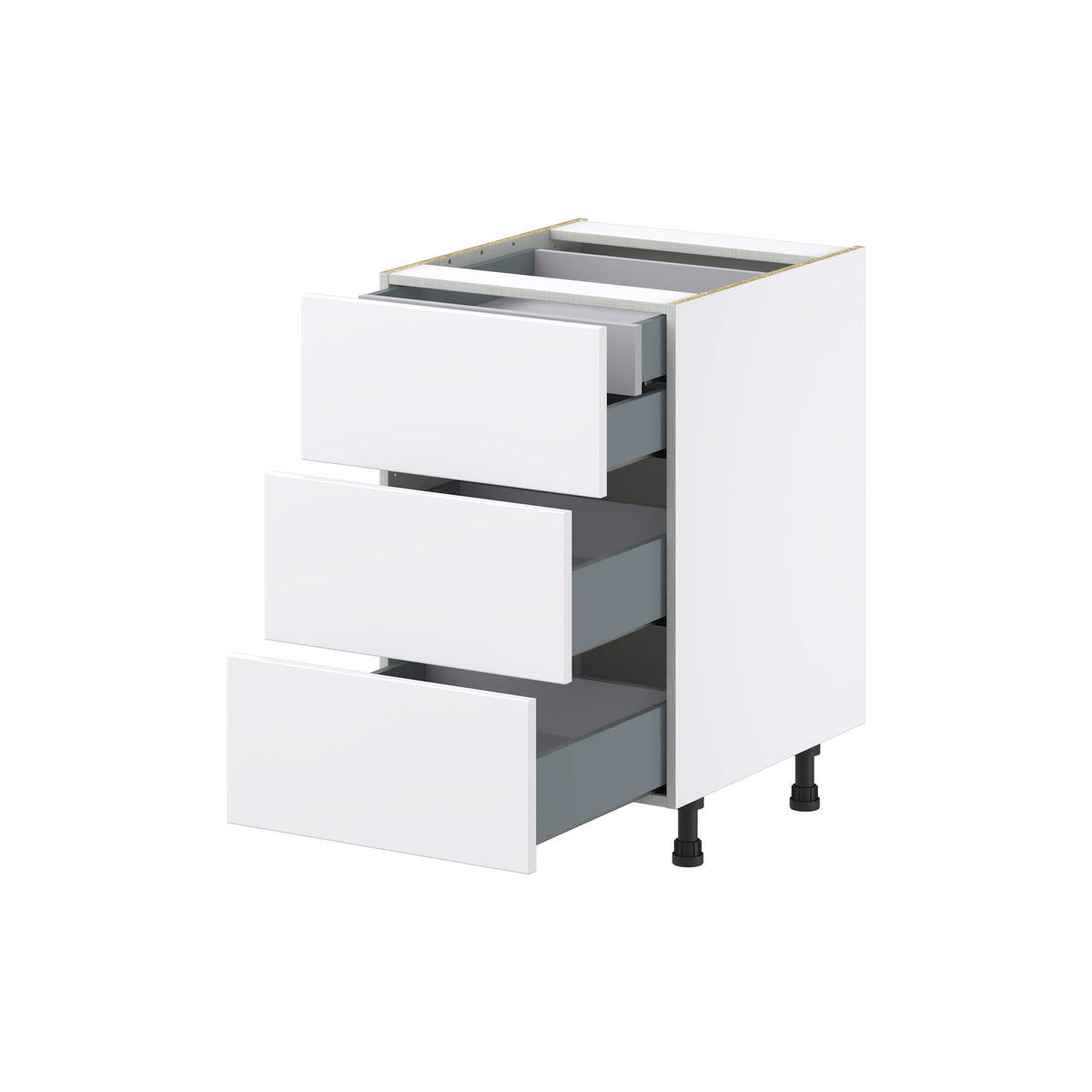 Hugo&Borg Lasalle 21-in W x 34.5-in H x 24-in D Bright White Slab 4-Drawer Base Fully Assembled Cabinet (Flat Panel Style)
