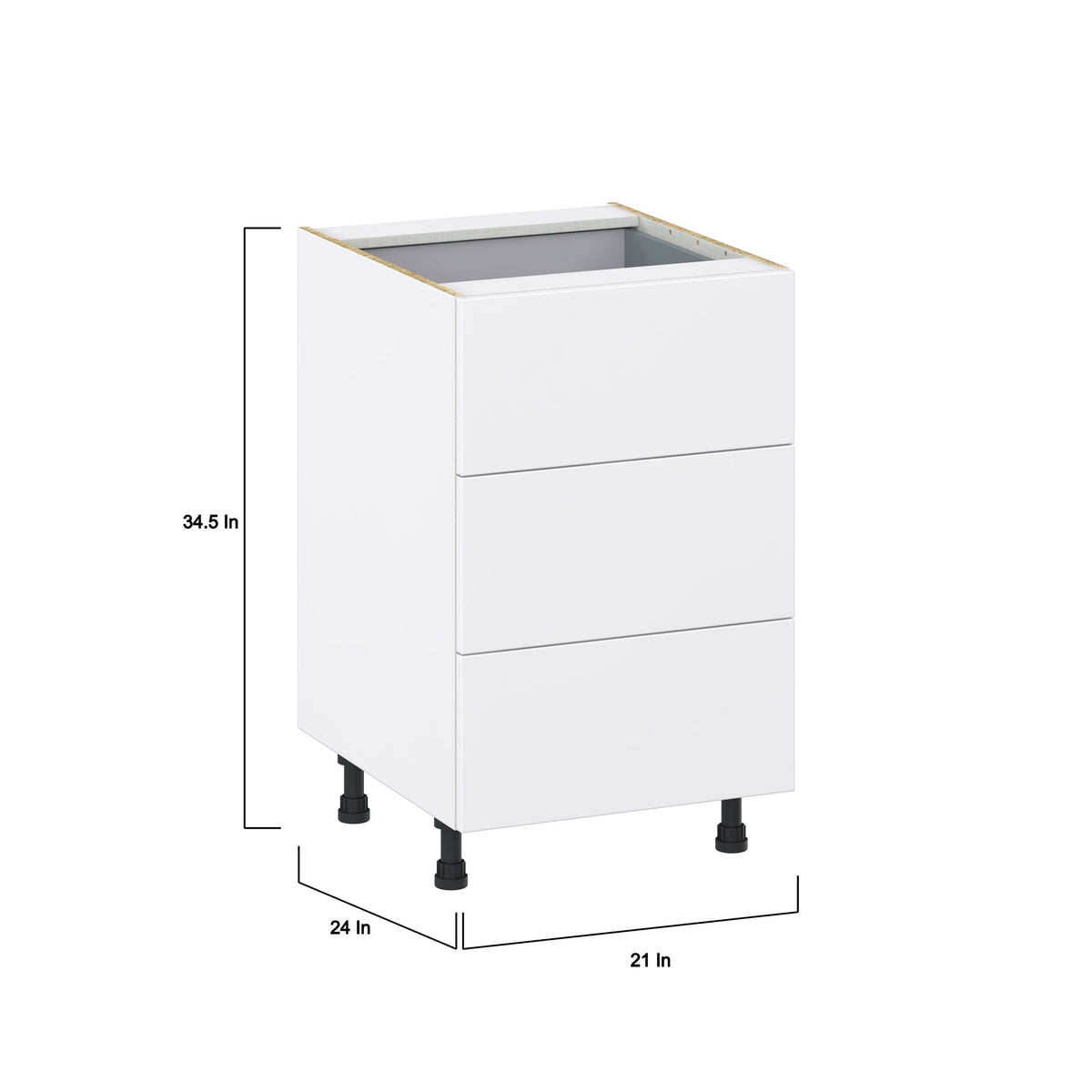 Hugo&Borg Lasalle 21-in W x 34.5-in H x 24-in D Bright White Slab 4-Drawer Base Fully Assembled Cabinet (Flat Panel Style)