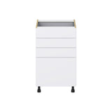 Hugo&Borg Lasalle 21-in W x 34.5-in H x 24-in D Bright White Slab 4-Drawer Base Fully Assembled Cabinet (Flat Panel Style)