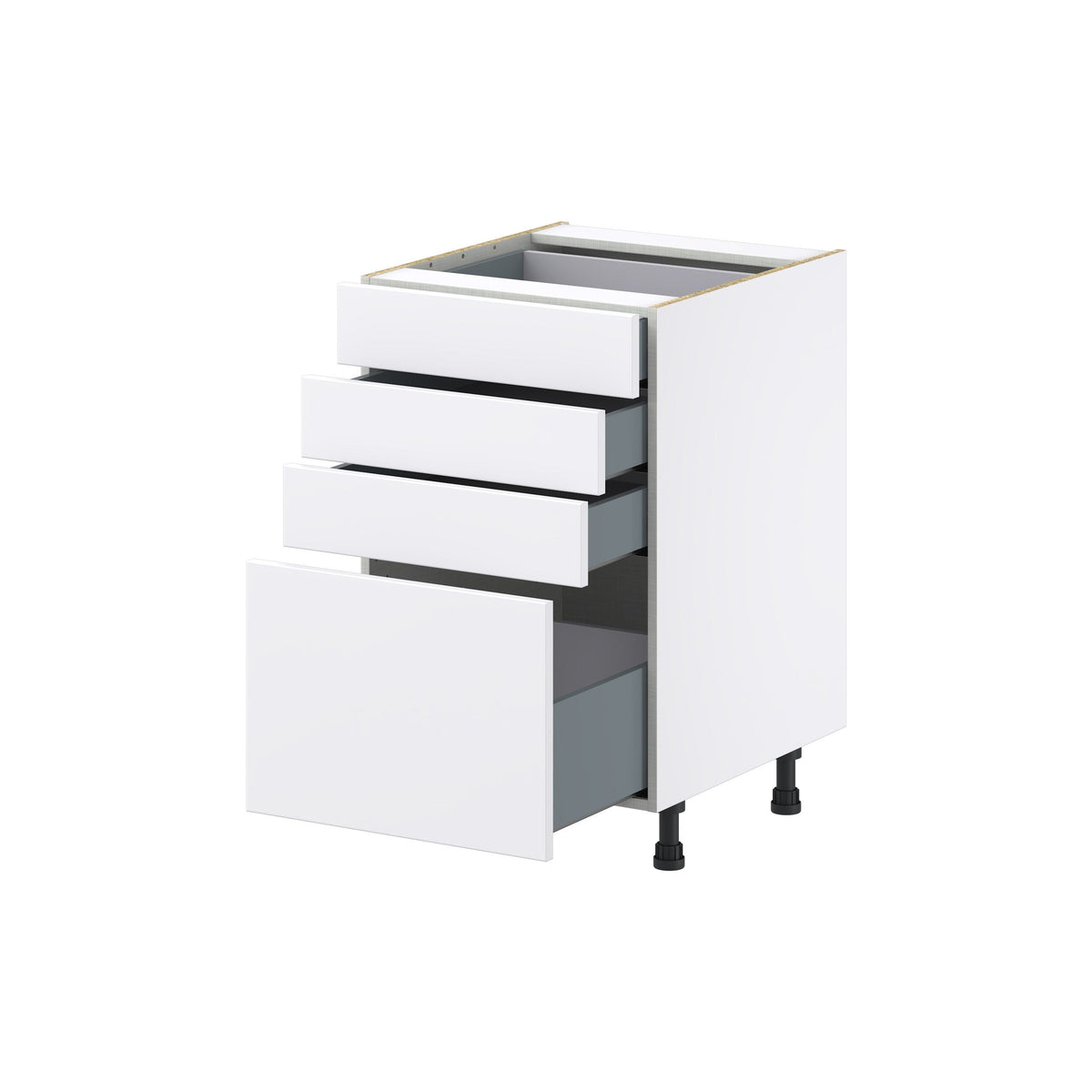 Hugo&Borg Lasalle 21-in W x 34.5-in H x 24-in D Bright White Slab 4-Drawer Base Fully Assembled Cabinet (Flat Panel Style)