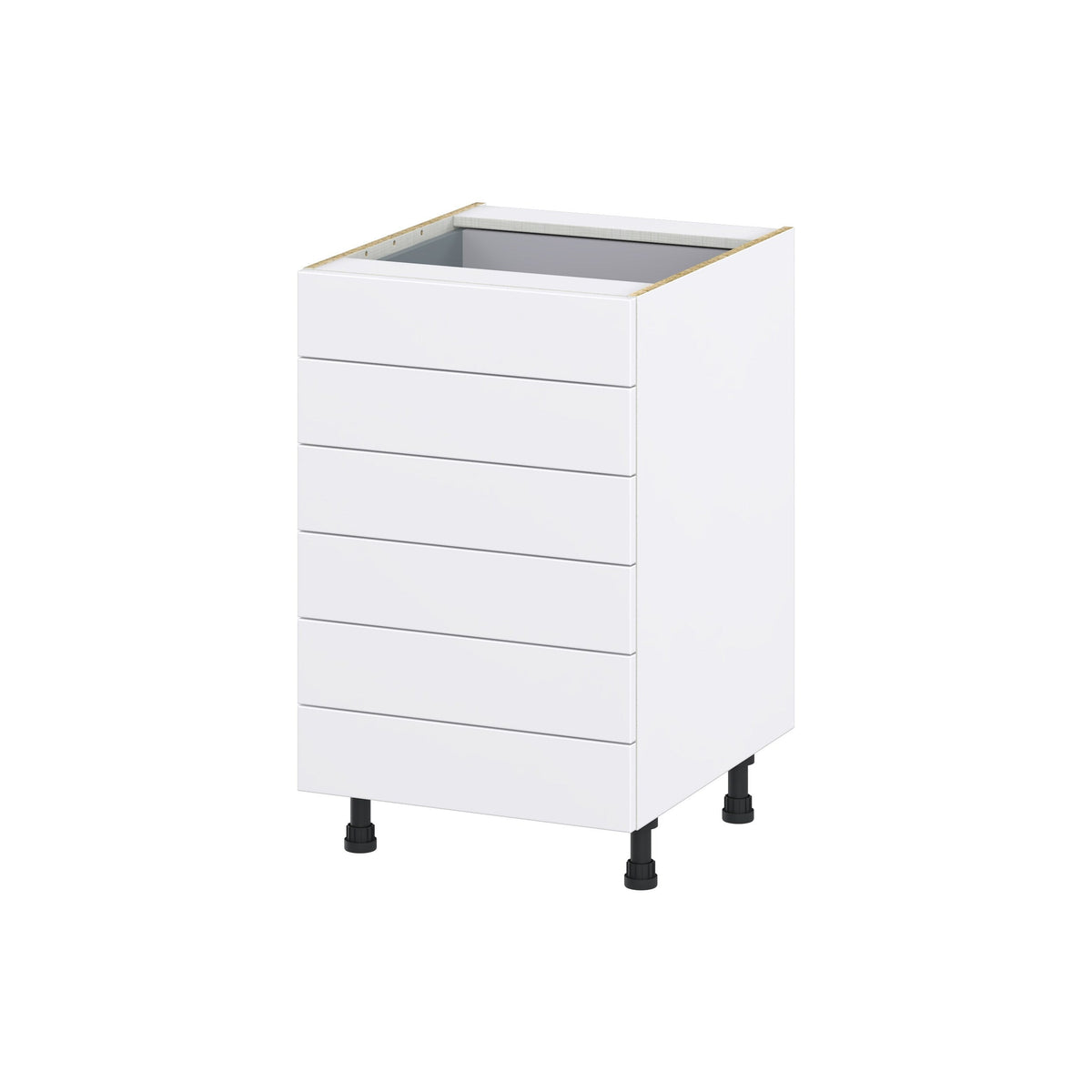 Hugo&Borg Lasalle 21-in W x 34.5-in H x 24-in D Bright White Slab 6-Drawer Base Fully Assembled Cabinet (Flat Panel Style)