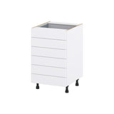 Hugo&Borg Lasalle 21-in W x 34.5-in H x 24-in D Bright White Slab 6-Drawer Base Fully Assembled Cabinet (Flat Panel Style)