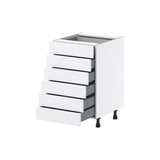 Hugo&Borg Lasalle 21-in W x 34.5-in H x 24-in D Bright White Slab 6-Drawer Base Fully Assembled Cabinet (Flat Panel Style)
