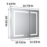 ExBrite 32-in x 30-in Lighted LED Fog Free Surface/Recessed Mount Silver Mirrored Soft Close Medicine Cabinet with Outlet